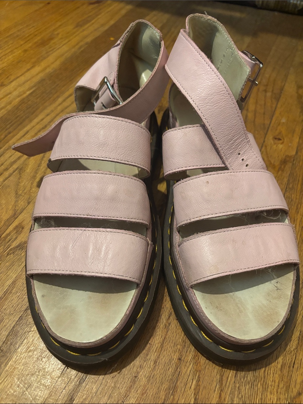 Women’s Pink Leather Buckle Sandals Dr Martens